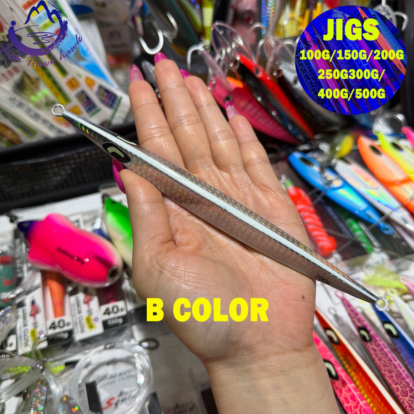 New Premium Slow Pitch Jigging Metal Fishing Lure 100g 150g 200g 250g 300g 400g 500g Flat Fall Deep Sea Saltwater Assist Hooks jigs