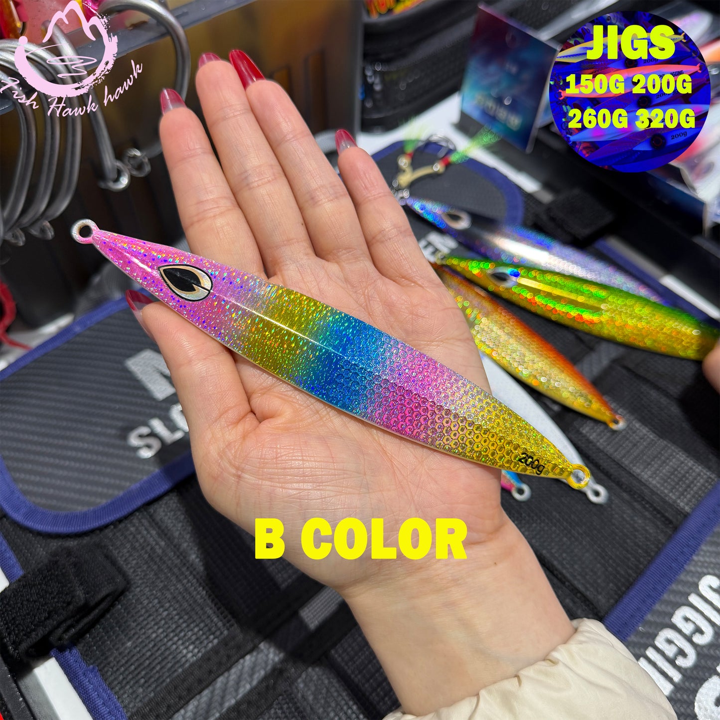 Slow Pitch Jigging Metal Jigs Lure 150g 200g 260g 320g Saltwater Offshore Jigs with 6 Colors for Tuna & Snapper jigs lure