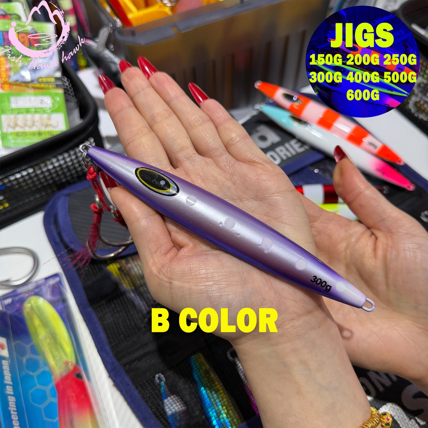 150g 200g 250g 300g 400g 500g 600g Slow Pitch Jigging Fishing Lure Metal Jigs High Action Jigging Lure for Saltwater, Snapper, Grouper, Tuna & Yellowtail jigs lure