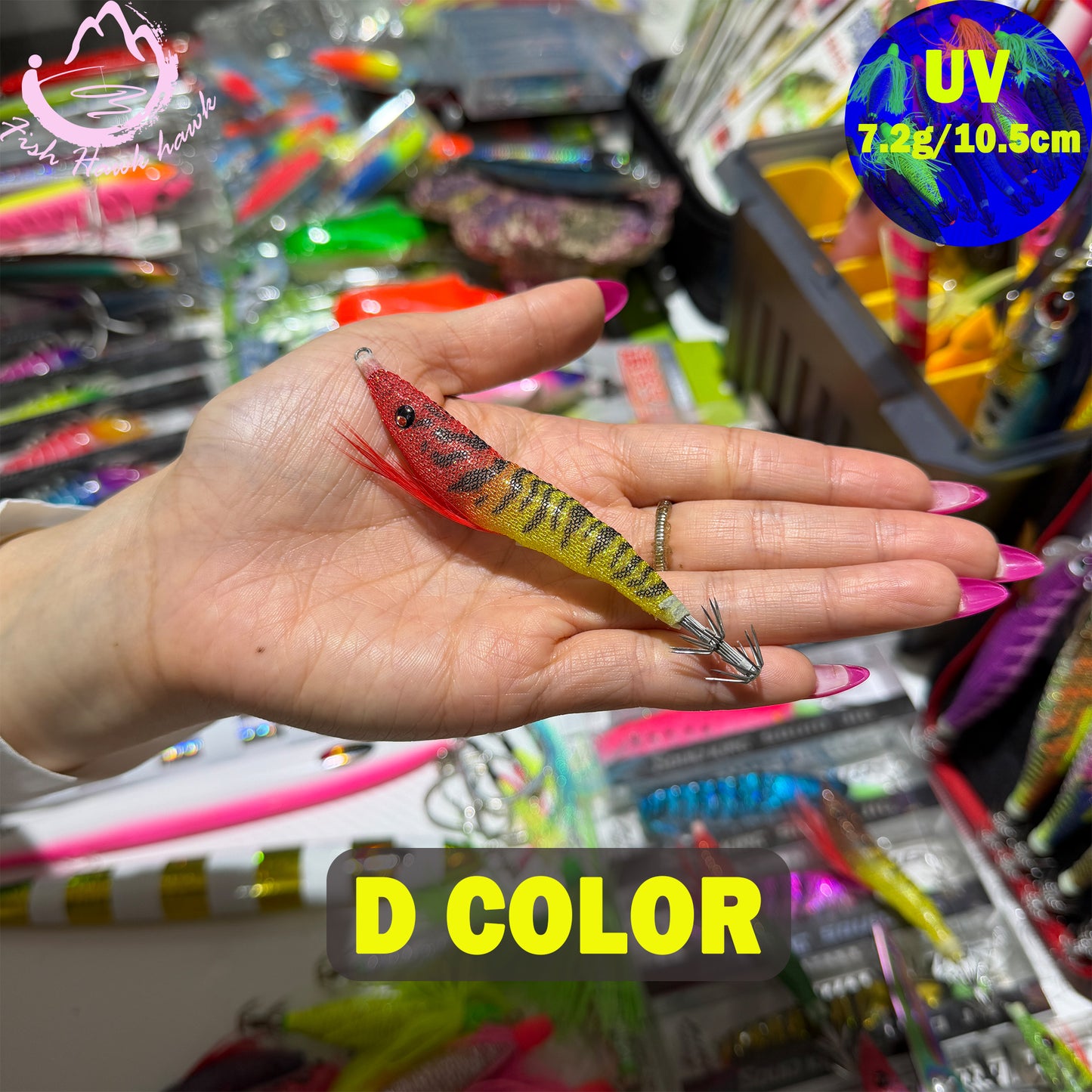 New 7.2g 10.5cm Glow Egi PVC Squid Jig Lure with LED Light for Saltwater Fishing Midwater Bait Cuttlefish & Squid 3D Eyes Squid hook