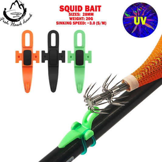 New Squid Hook #28mm  Rapid inkiSng Artificial Luminous Squid Jigging Bait Wood Shrimp Hooks for Saltwater Tackle Fishing Lure