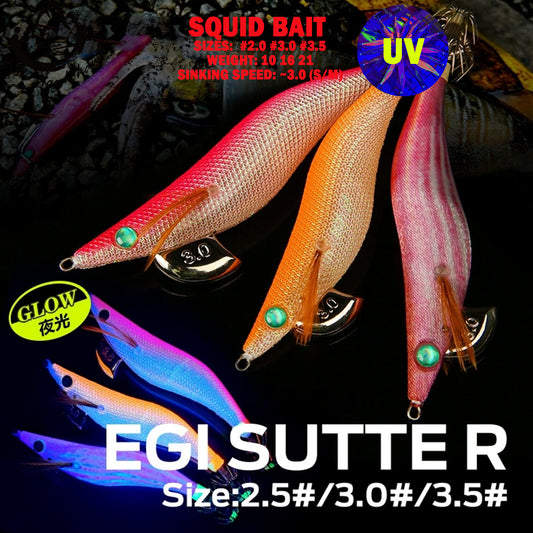 New Squid Hook #2.5/10 #3.0/16 #3.5/21 Rapid inkiSng Artificial Luminous Squid Jigging Bait Wood Shrimp Hooks for Saltwater Tackle Fishing Lure