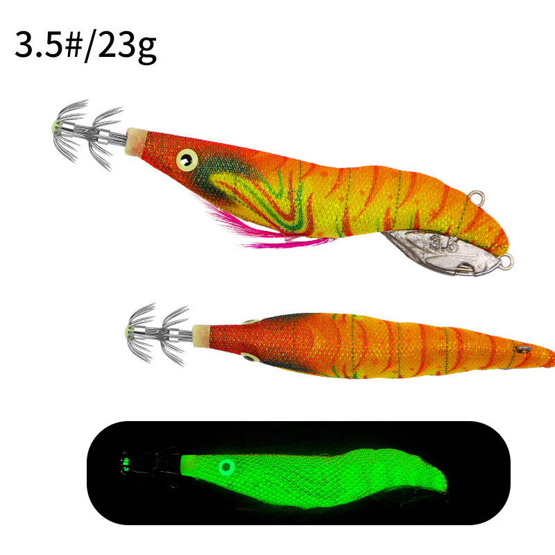New Squid Hook #3.5/23g Rapid inkiSng Artificial Luminous Squid Jigging Bait Wood Shrimp Hooks for Saltwater Tackle Fishing Lure