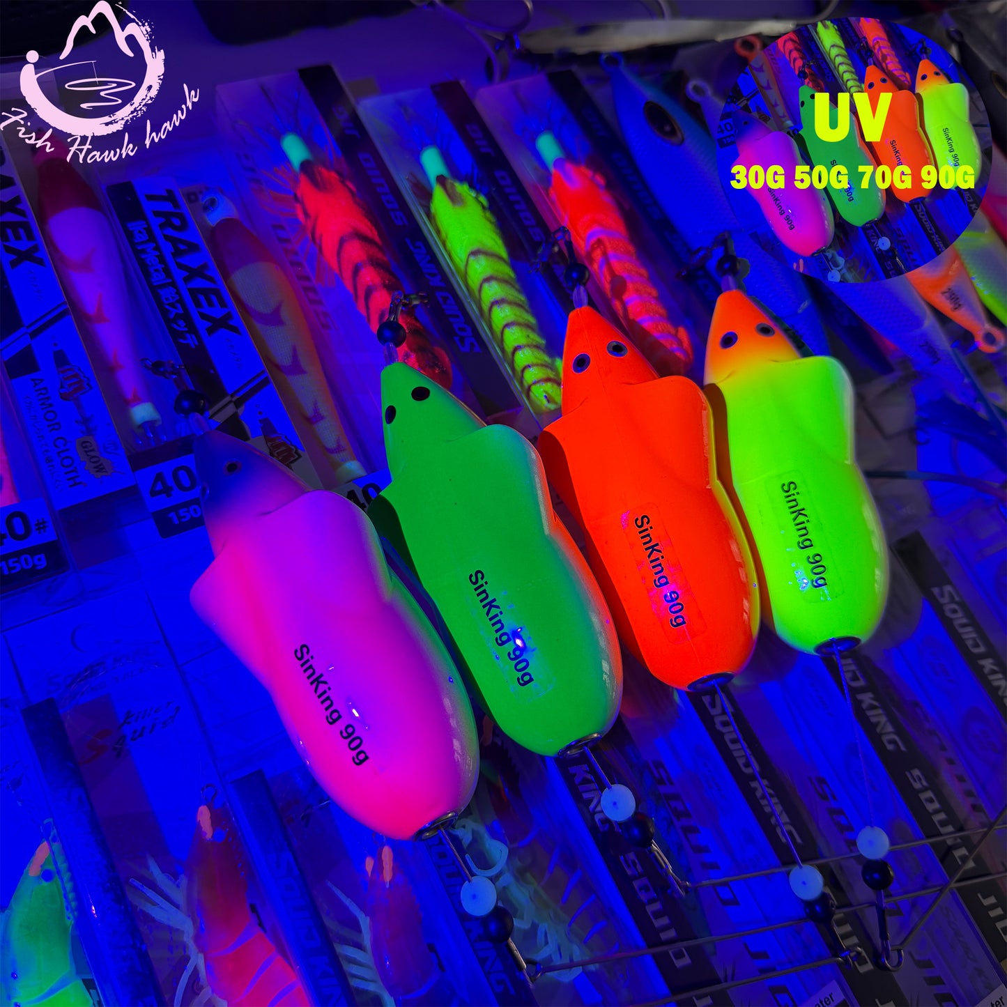 New 30g 50g 70g 90g Premium Big Game Trolling Lure Saltwater Metal Head/Skirted Offshore Kit for Tuna Marlin Mahi Wahoo jigs