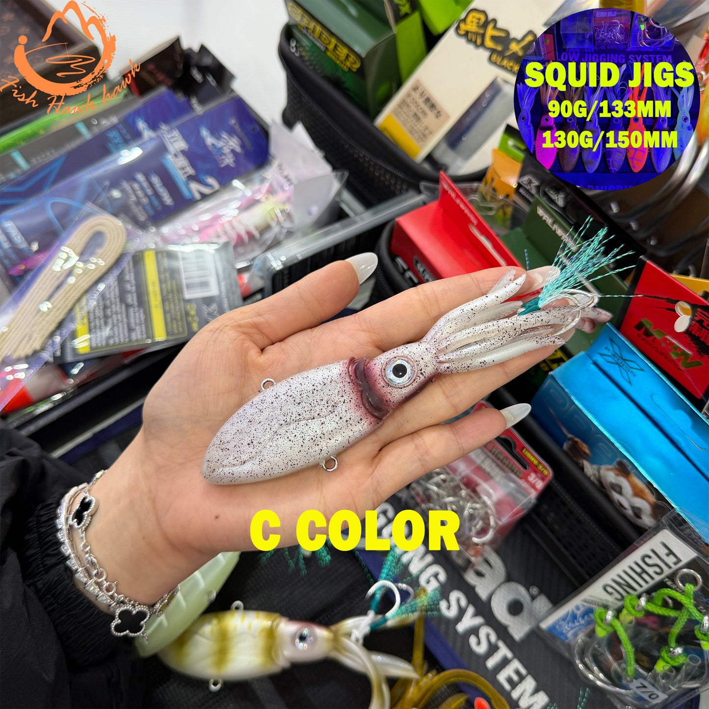 Glow Weighted Metal ABS Soft Squid Jig Octopus Lure 40g 50g 90g 130g 170g 200g 250g Saltwater Jigging Fishing Bait 3D Eyes UV Night Offshore Tuna jigs lure