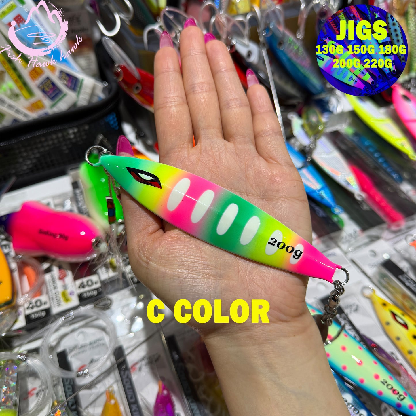New Metal Jig Slow Fall/Slow-Pitch Jigging Lure130g-220g Glow Finish Double Assist Hooks Saltwater Deep Drop Salmon Fishing jigs lure