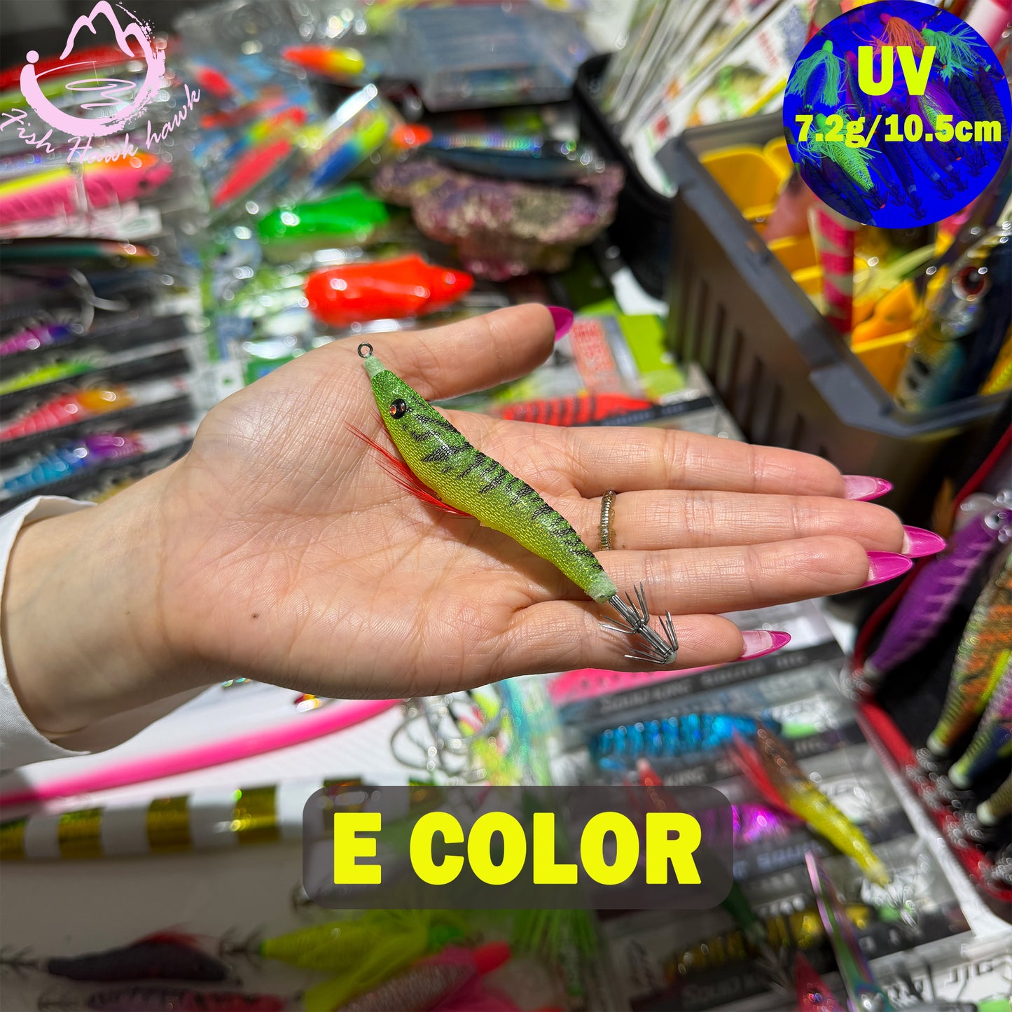 New 7.2g 10.5cm Glow Egi PVC Squid Jig Lure with LED Light for Saltwater Fishing Midwater Bait Cuttlefish & Squid 3D Eyes Squid hook