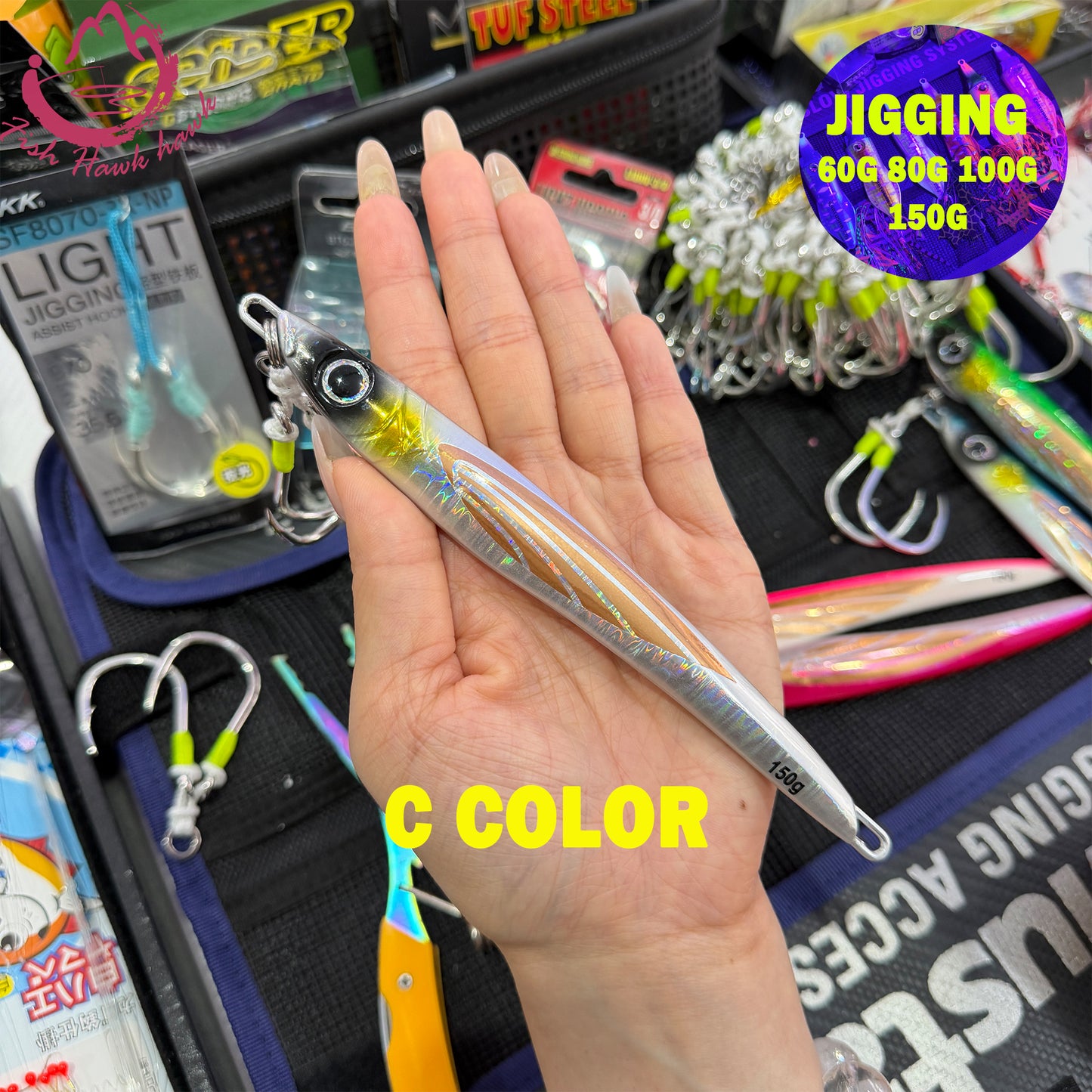 #26 Glow Slow Pitch Metal Jigging Jigs Lure 60g 80g 120g 150g