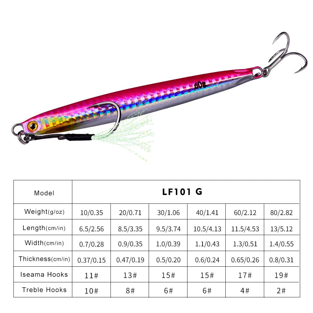 松#191 Slow Pitch Jigs Bait 10g 20g 30g 40g 60g 80g