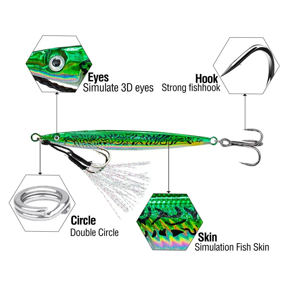 New Wholesale/Retail 14g 17g 21g 28g 35g 45g Luminous Crack Colors Saltwater Slow Pitch Jigging Lure