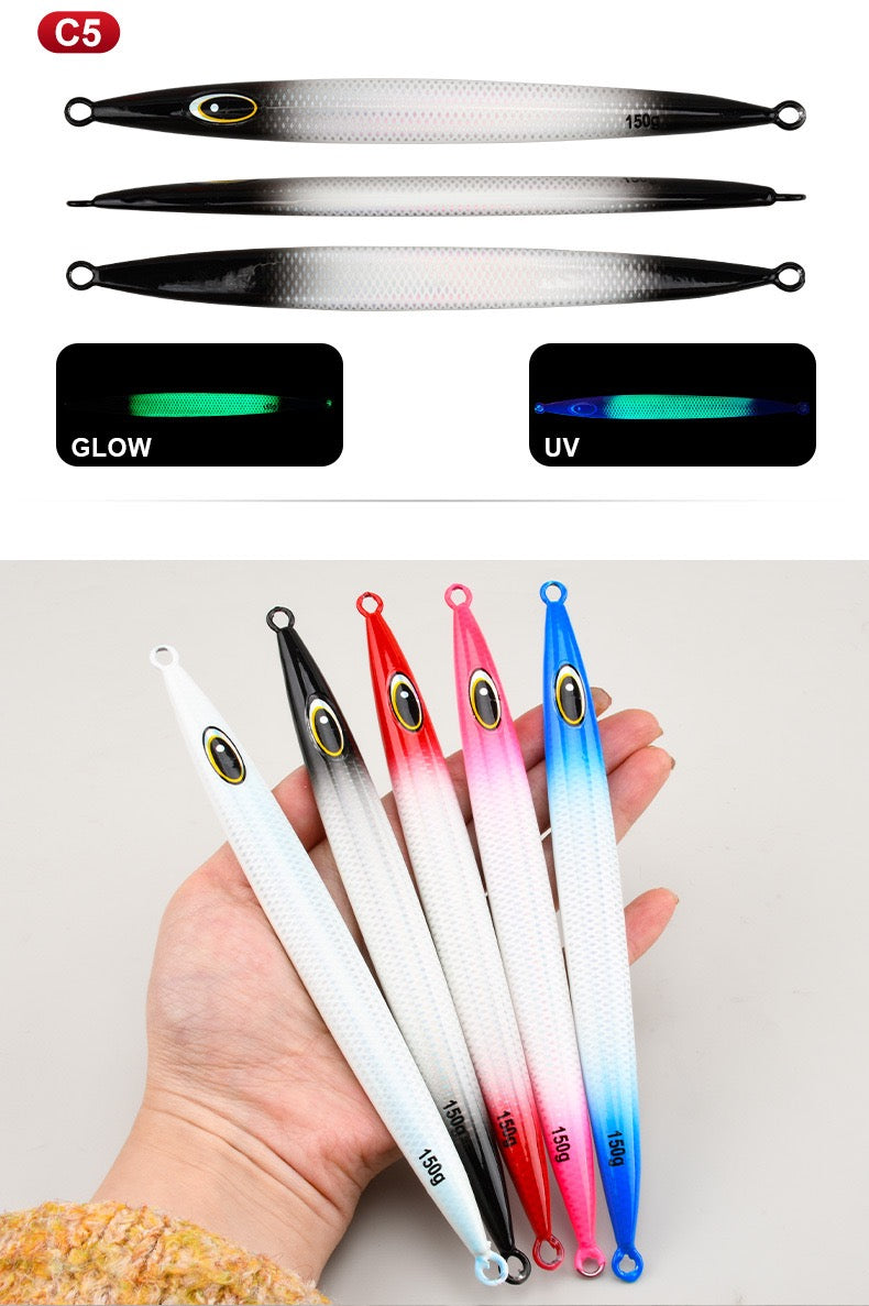 New product 120g 150g 200g 250g 300g 400g 500g 600g 750g Slow Pitch Jigging Fishing Lure Metal Jigs High Action Jigging Lure for Saltwater, Snapper, Grouper, Tuna & Yellowtail jigs lure