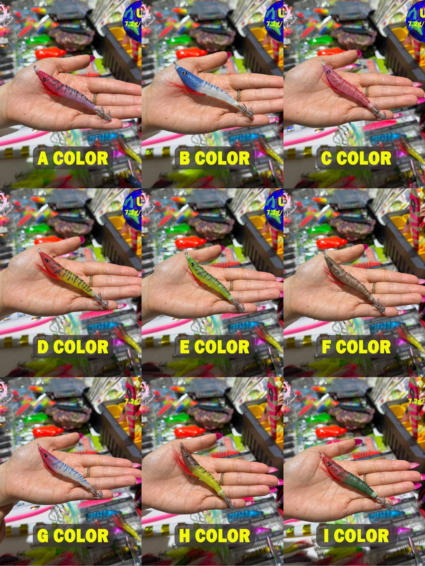 New 7.2g 10.5cm Glow Egi PVC Squid Jig Lure with LED Light for Saltwater Fishing Midwater Bait Cuttlefish & Squid 3D Eyes Squid hook