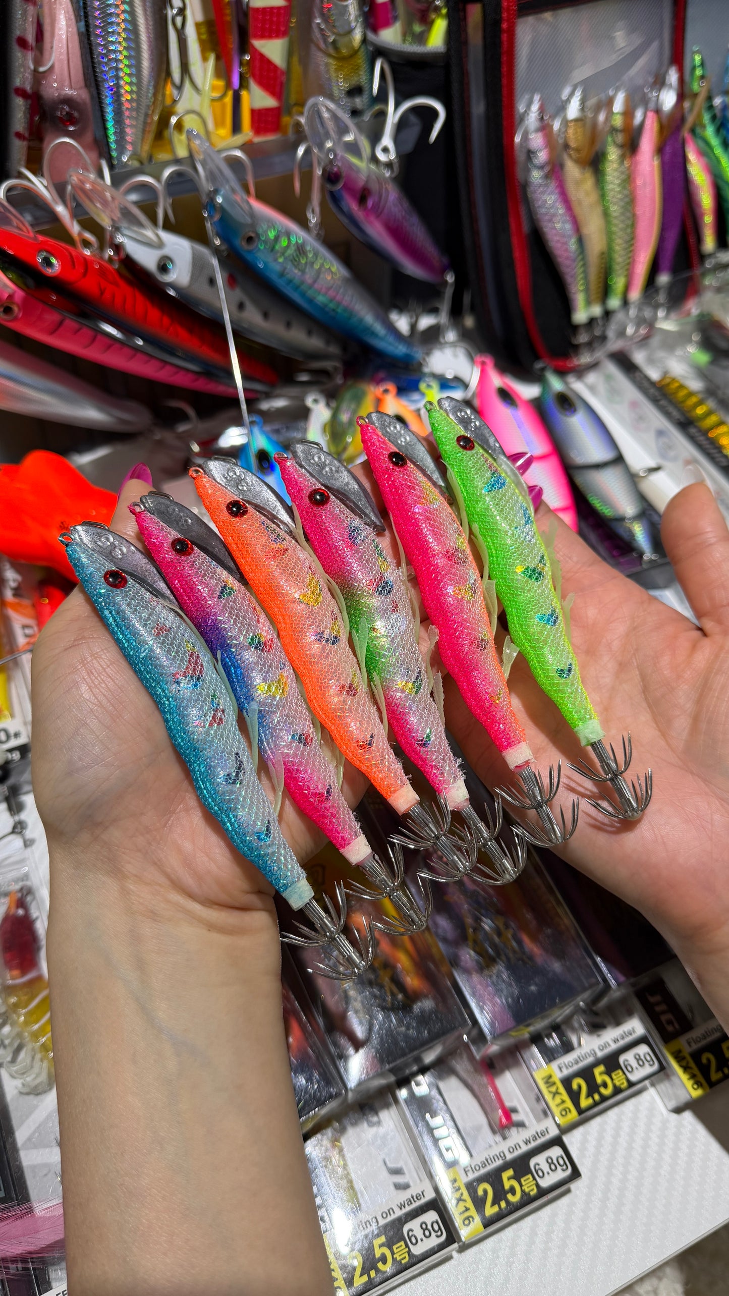 New Wooden Shrimp Bait #3.5 13cm 23g Squid Hook Lure Ultra UV Glow Egi Jig for Deep Sea Saltwater Night Jigging Fishing Squid hook