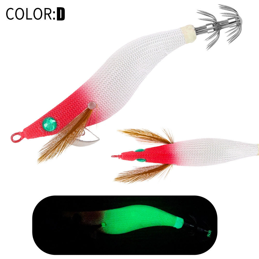 New Squid Hook #2.5/10g #3.0/15g#3.5/20g Rapid inkiSng Artificial Luminous Squid Jigging Bait Wood Shrimp Hooks for Saltwater Tackle Fishing Lure