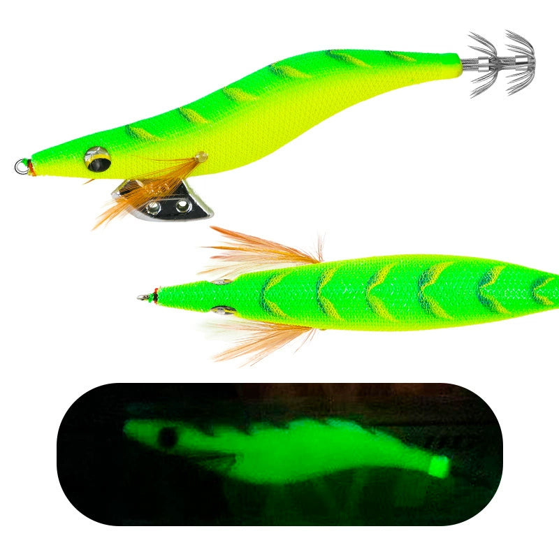 New Squid Hook #3.0/15g #3.5/19g Rapid inkiSng Artificial Luminous Squid Jigging Bait Wood Shrimp Hooks for Saltwater Tackle Fishing Lure