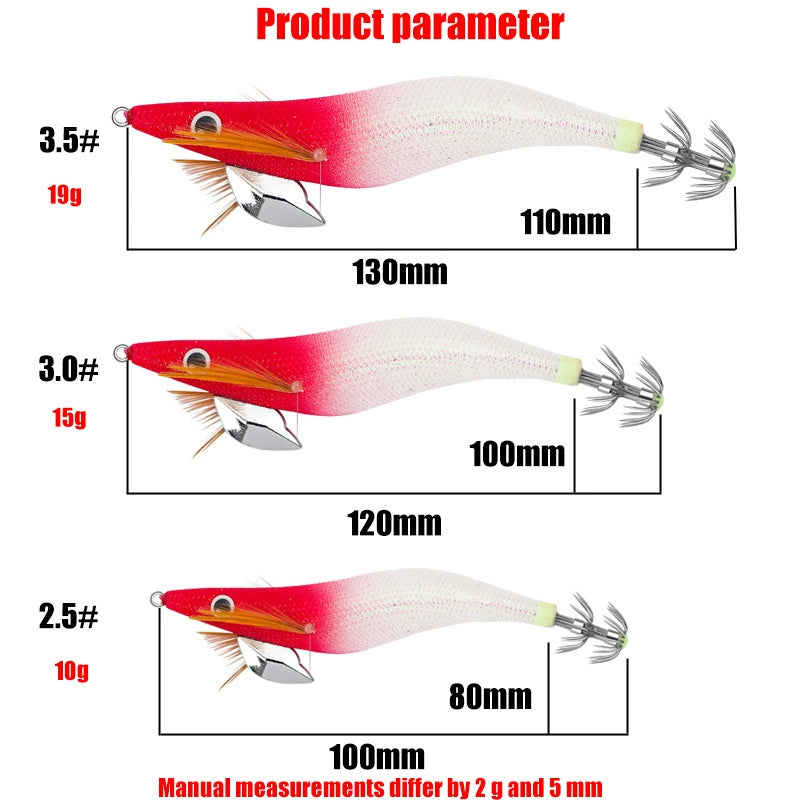 New Squid Hook #2.0/10g #3.0/15g #3.5/19g Rapid inkiSng Artificial Luminous Squid Jigging Bait Wood Shrimp Hooks for Saltwater Tackle Fishing Lure