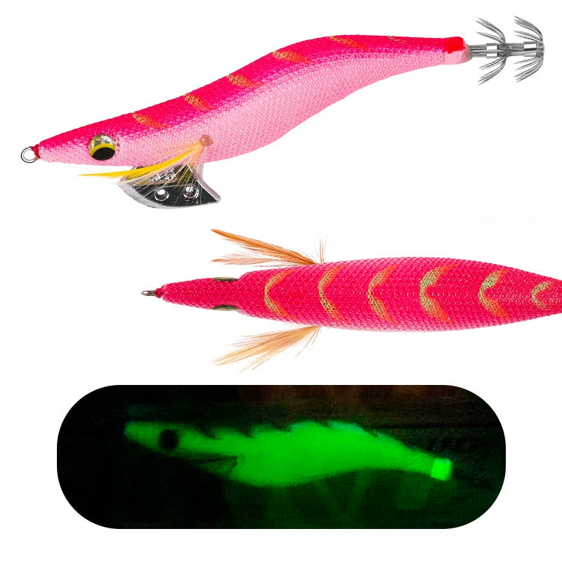 New Squid Hook #3.0/15g #3.5/19g Rapid inkiSng Artificial Luminous Squid Jigging Bait Wood Shrimp Hooks for Saltwater Tackle Fishing Lure