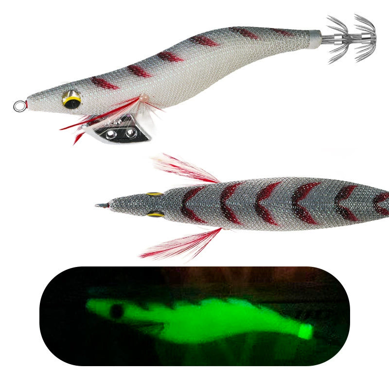New Squid Hook #3.0/15g #3.5/19g Rapid inkiSng Artificial Luminous Squid Jigging Bait Wood Shrimp Hooks for Saltwater Tackle Fishing Lure