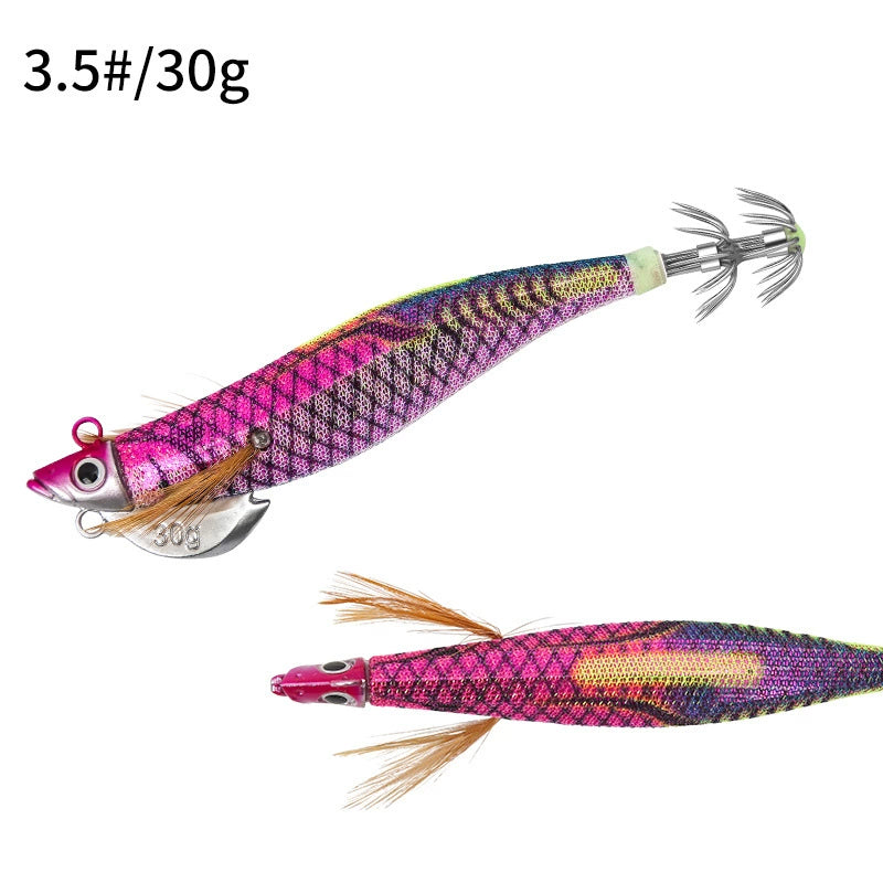 New Squid Hook #3.0/25g #3.5/30g Rapid inkiSng Artificial Luminous Squid Jigging Bait Wood Shrimp Hooks for Saltwater Tackle Fishing Lure
