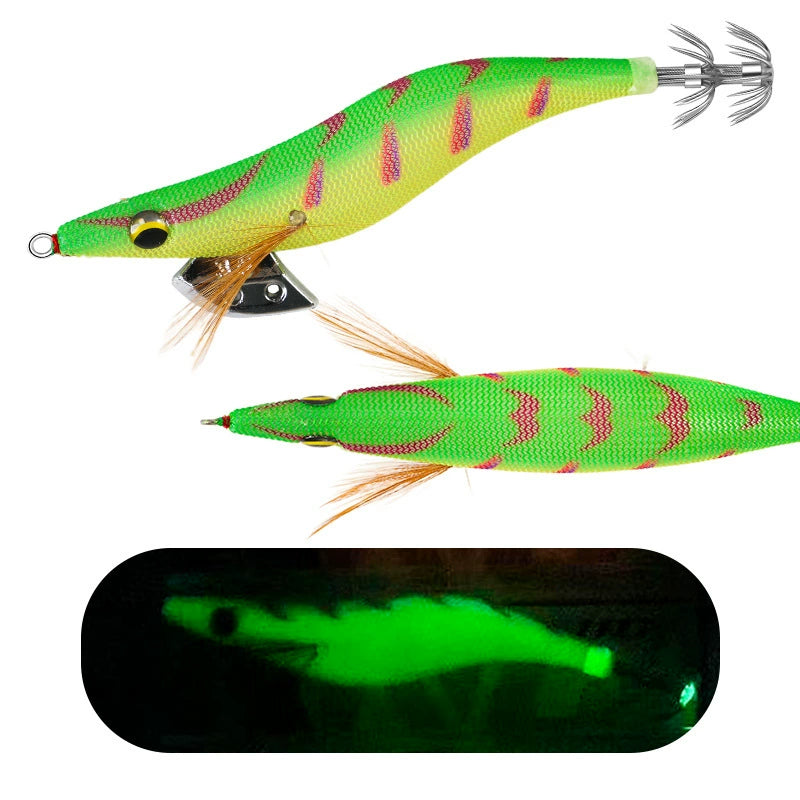 New Squid Hook #3.0/15g #3.5/19g Rapid inkiSng Artificial Luminous Squid Jigging Bait Wood Shrimp Hooks for Saltwater Tackle Fishing Lure