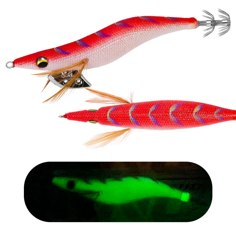 New Squid Hook #3.0/15g #3.5/19g Rapid inkiSng Artificial Luminous Squid Jigging Bait Wood Shrimp Hooks for Saltwater Tackle Fishing Lure