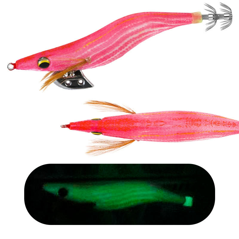 New Squid Hook #3.0/15g #3.5/19g Rapid inkiSng Artificial Luminous Squid Jigging Bait Wood Shrimp Hooks for Saltwater Tackle Fishing Lure