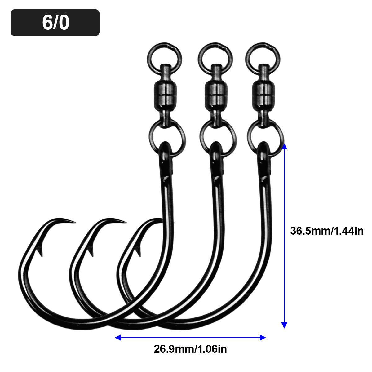 Swivel assist hook 6/0 7/0 8/0 9/0 10/0