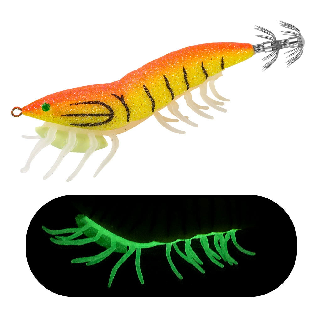 New Squid Hook #3.5/24g Rapid inkiSng Artificial Luminous Squid Jigging Bait Wood Shrimp Hooks for Saltwater Tackle Fishing Lure