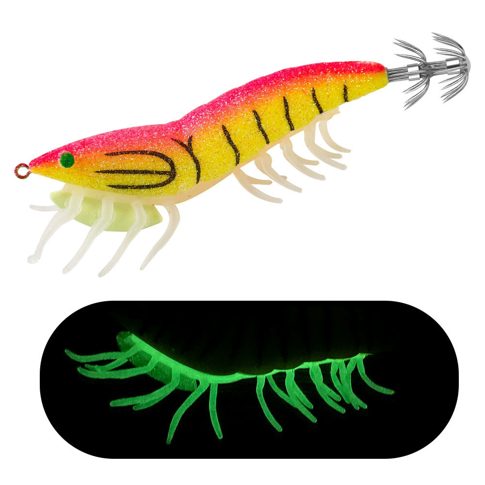 New Squid Hook #3.5/24g Rapid inkiSng Artificial Luminous Squid Jigging Bait Wood Shrimp Hooks for Saltwater Tackle Fishing Lure