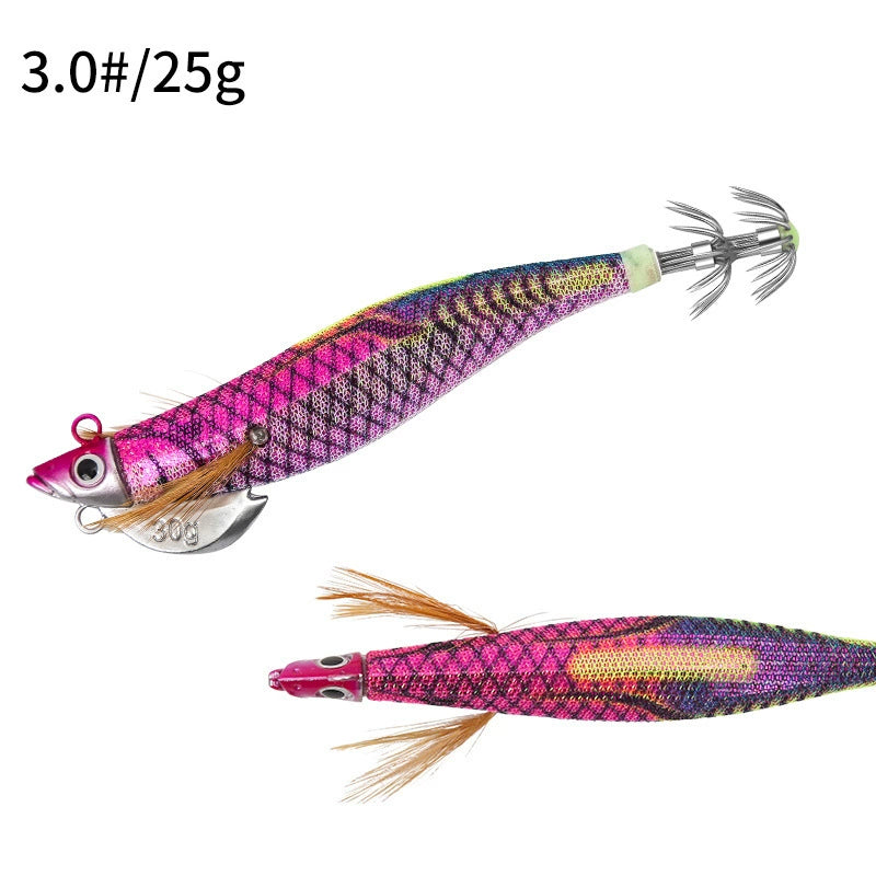 New Squid Hook #3.0/25g #3.5/30g Rapid inkiSng Artificial Luminous Squid Jigging Bait Wood Shrimp Hooks for Saltwater Tackle Fishing Lure