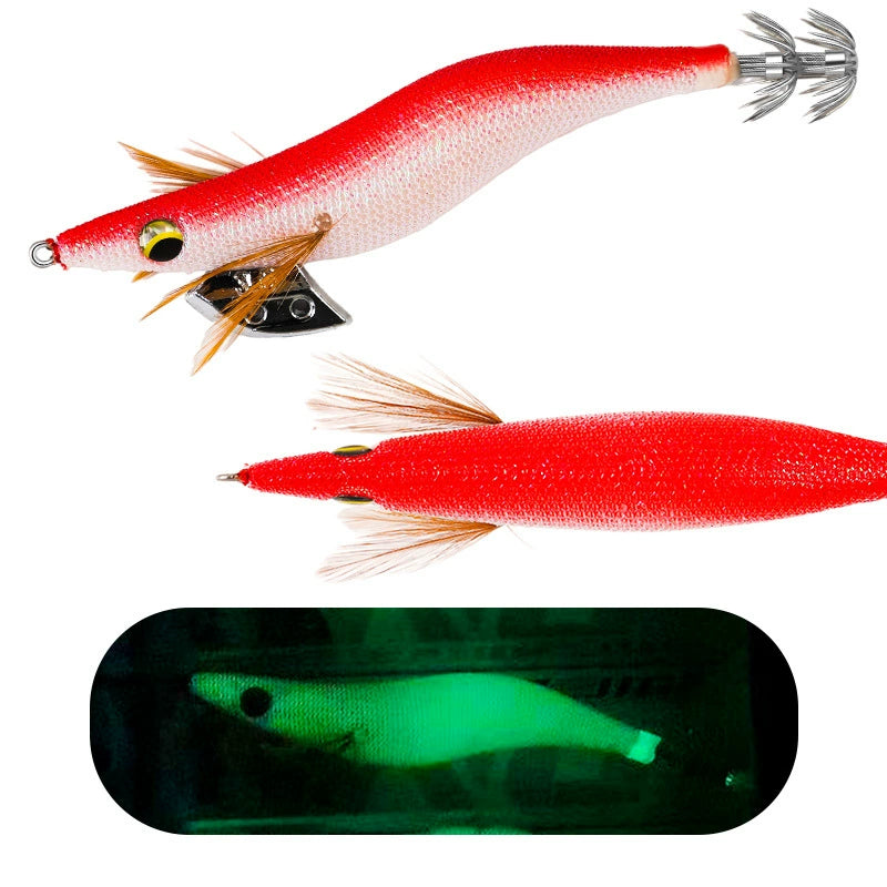 New Squid Hook #3.0/15g #3.5/19g Rapid inkiSng Artificial Luminous Squid Jigging Bait Wood Shrimp Hooks for Saltwater Tackle Fishing Lure
