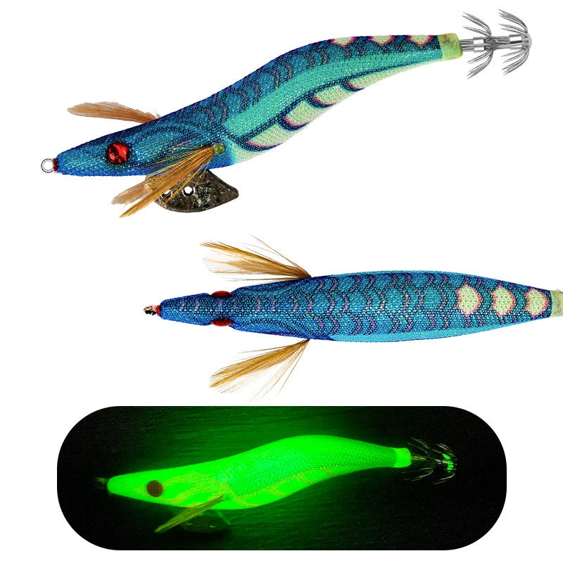 New Squid Hook #3.0/14g Rapid inkiSng Artificial Luminous Squid Jigging Bait Wood Shrimp Hooks for Saltwater Tackle Fishing Lure