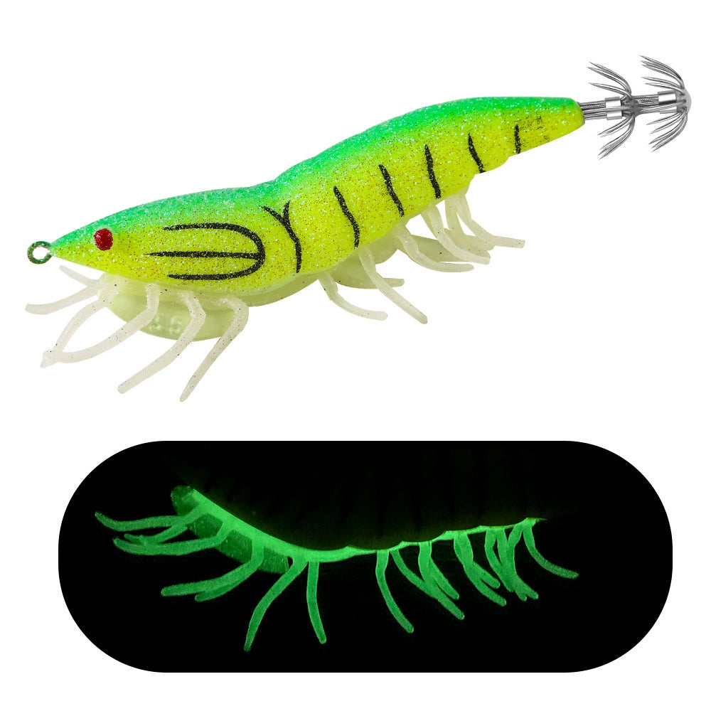 New Squid Hook #3.5/24g Rapid inkiSng Artificial Luminous Squid Jigging Bait Wood Shrimp Hooks for Saltwater Tackle Fishing Lure