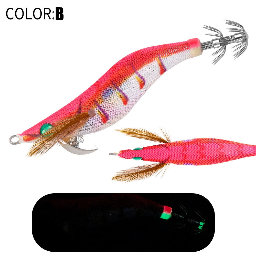 New Squid Hook #2.5/10g #3.0/15g#3.5/20g Rapid inkiSng Artificial Luminous Squid Jigging Bait Wood Shrimp Hooks for Saltwater Tackle Fishing Lure