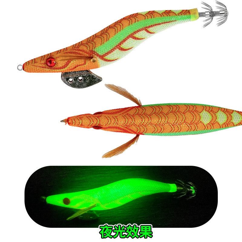 New Squid Hook #3.0/14g Rapid inkiSng Artificial Luminous Squid Jigging Bait Wood Shrimp Hooks for Saltwater Tackle Fishing Lure