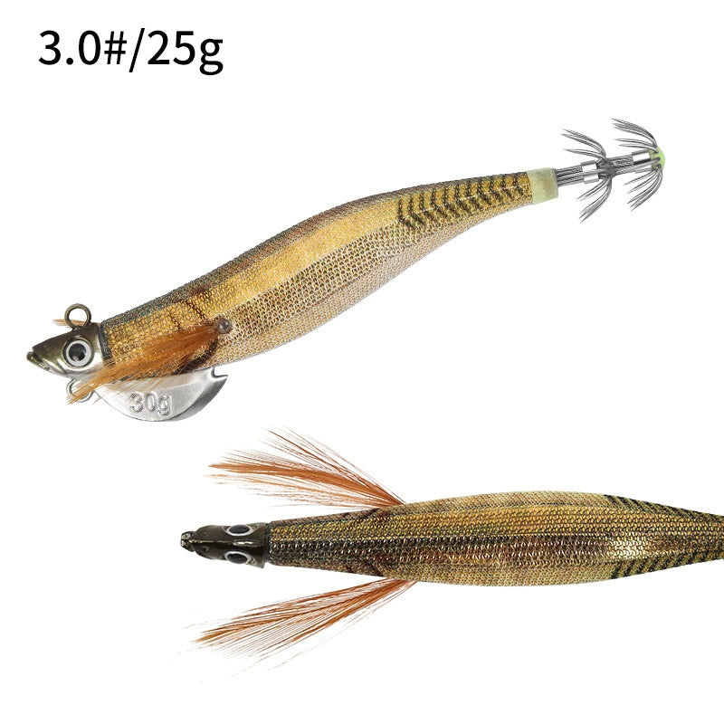 New Squid Hook #3.0/25g #3.5/30g Rapid inkiSng Artificial Luminous Squid Jigging Bait Wood Shrimp Hooks for Saltwater Tackle Fishing Lure