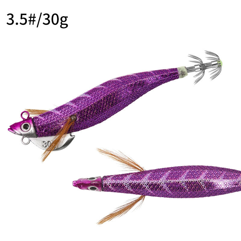 New Squid Hook #3.0/25g #3.5/30g Rapid inkiSng Artificial Luminous Squid Jigging Bait Wood Shrimp Hooks for Saltwater Tackle Fishing Lure
