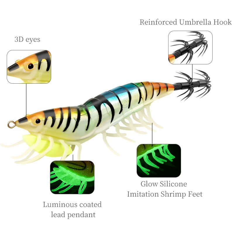 New Squid Hook #3.5/24g Rapid inkiSng Artificial Luminous Squid Jigging Bait Wood Shrimp Hooks for Saltwater Tackle Fishing Lure