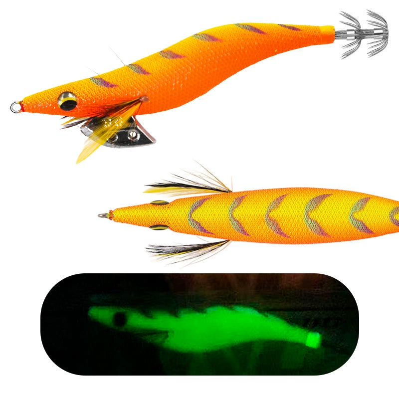 New Squid Hook #3.0/15g #3.5/19g Rapid inkiSng Artificial Luminous Squid Jigging Bait Wood Shrimp Hooks for Saltwater Tackle Fishing Lure