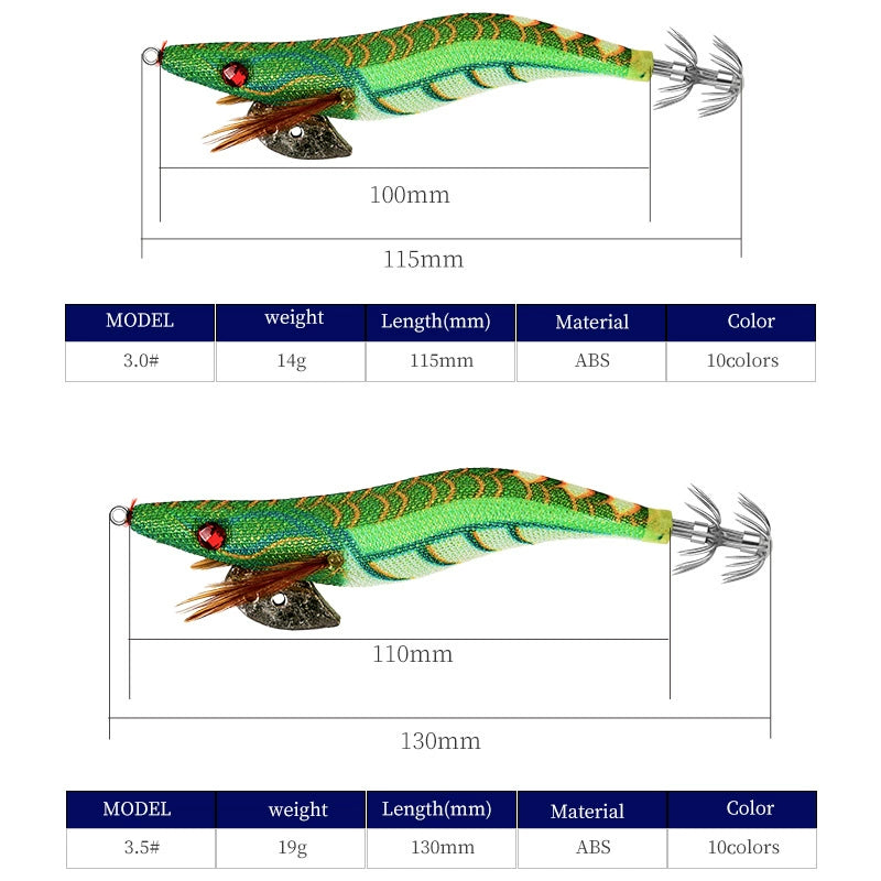 New Squid Hook #3.0/14g Rapid inkiSng Artificial Luminous Squid Jigging Bait Wood Shrimp Hooks for Saltwater Tackle Fishing Lure
