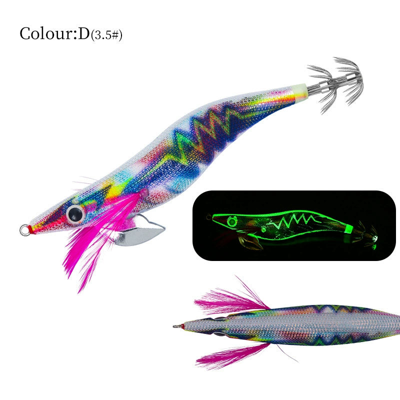 New Squid Hook #2.0/10g #3.0/15g #3.5/19g Rapid inkiSng Artificial Luminous Squid Jigging Bait Wood Shrimp Hooks for Saltwater Tackle Fishing Lure