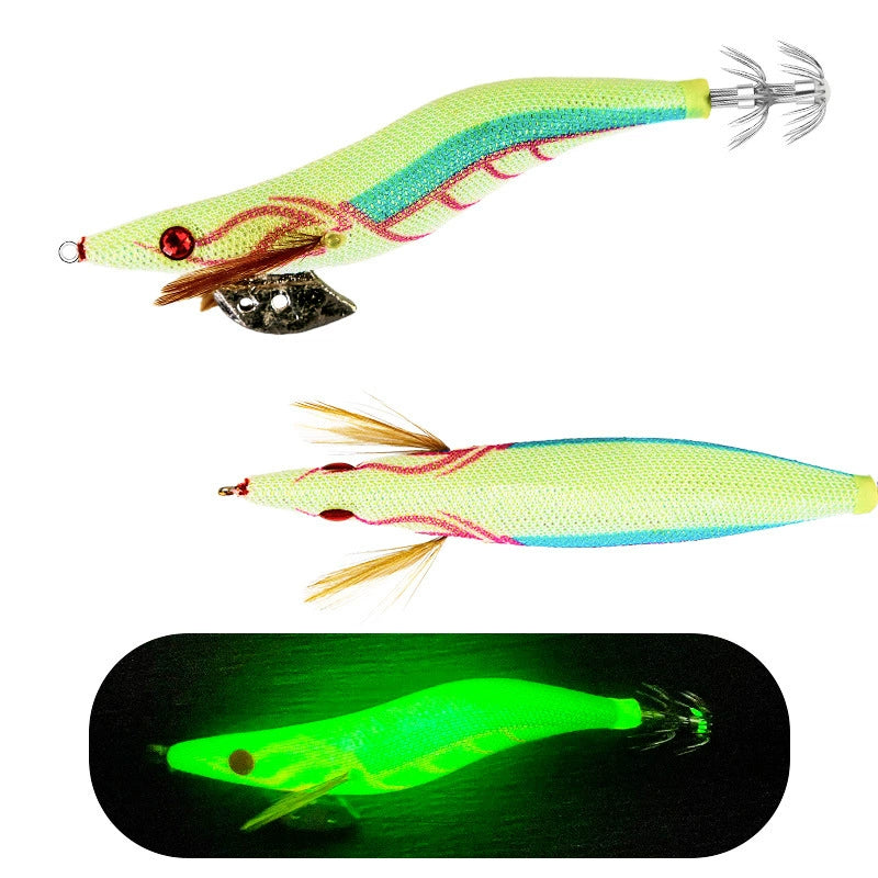 New Squid Hook #3.0/14g Rapid inkiSng Artificial Luminous Squid Jigging Bait Wood Shrimp Hooks for Saltwater Tackle Fishing Lure