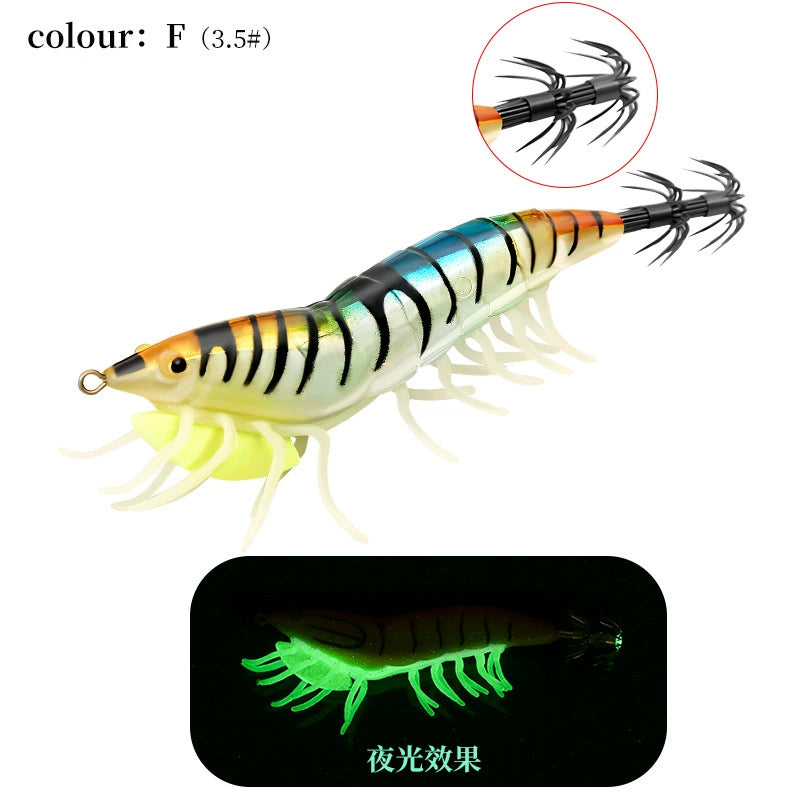 New Squid Hook #3.5/24g Rapid inkiSng Artificial Luminous Squid Jigging Bait Wood Shrimp Hooks for Saltwater Tackle Fishing Lure