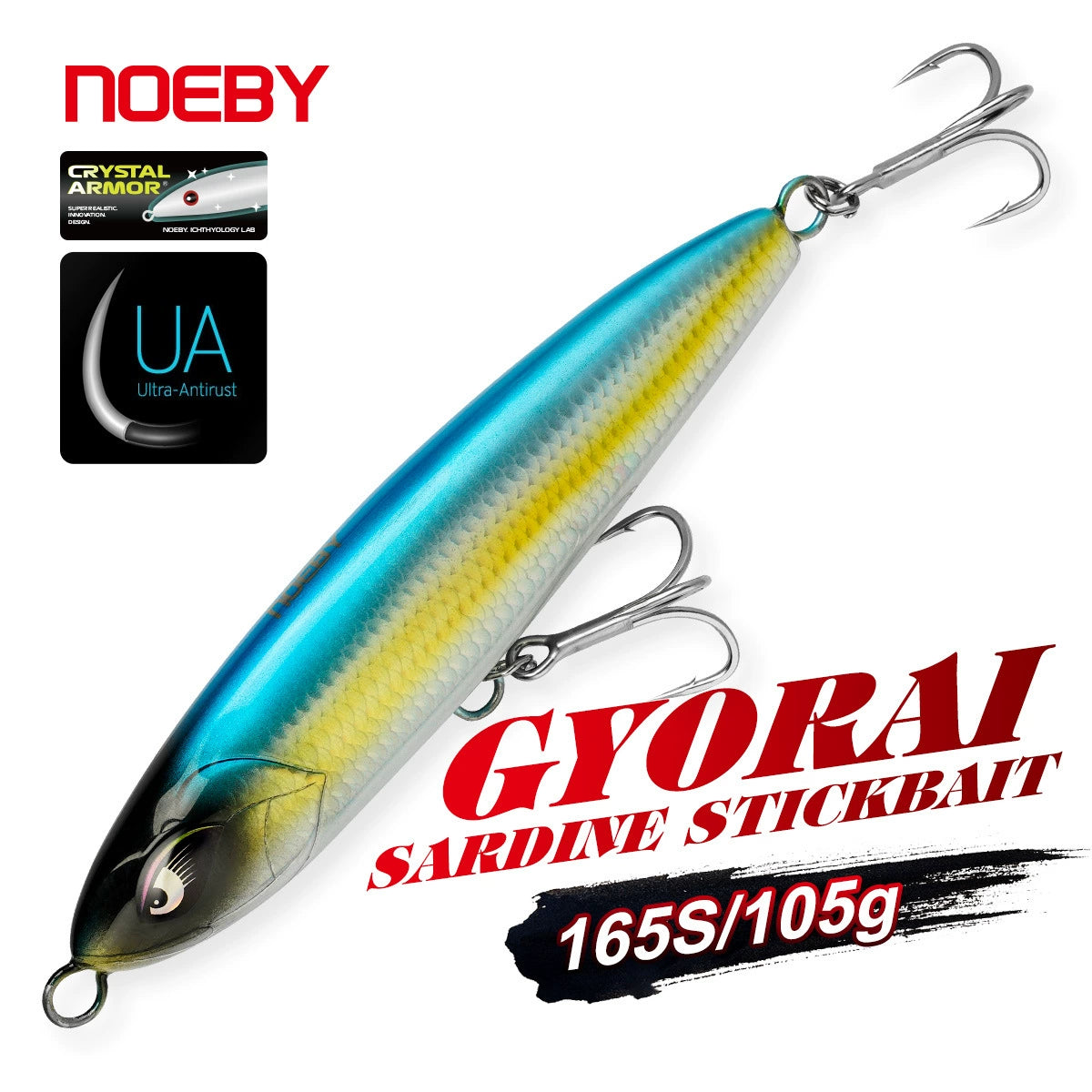 NOEBY Saltwater Pencil Bait/Stickbait/Minnow/Topwater/Popper Lure 165mm/105g Sinking