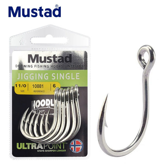 New High Quality Mustad Jigging Hook/Assist Hook for Saltwater Fishing Hooks #1/0 #3/0 #5/0 #7/0 #9/0 #11/0