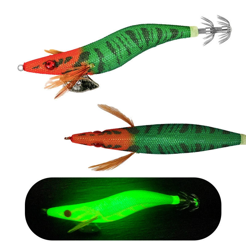 New Squid Hook #3.0/14g Rapid inkiSng Artificial Luminous Squid Jigging Bait Wood Shrimp Hooks for Saltwater Tackle Fishing Lure