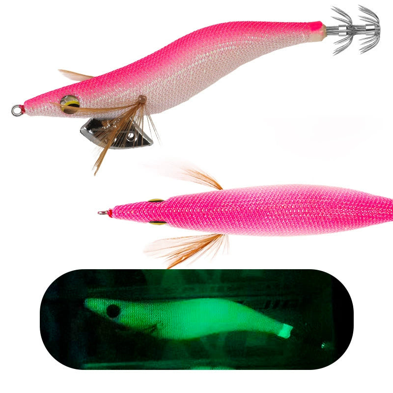 New Squid Hook #3.0/15g #3.5/19g Rapid inkiSng Artificial Luminous Squid Jigging Bait Wood Shrimp Hooks for Saltwater Tackle Fishing Lure