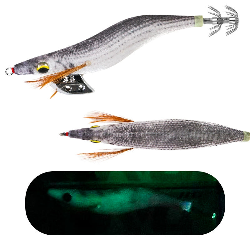 New Squid Hook #3.0/15g #3.5/19g Rapid inkiSng Artificial Luminous Squid Jigging Bait Wood Shrimp Hooks for Saltwater Tackle Fishing Lure