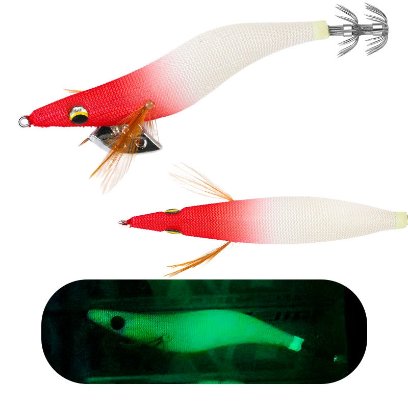 New Squid Hook #3.0/15g #3.5/19g Rapid inkiSng Artificial Luminous Squid Jigging Bait Wood Shrimp Hooks for Saltwater Tackle Fishing Lure