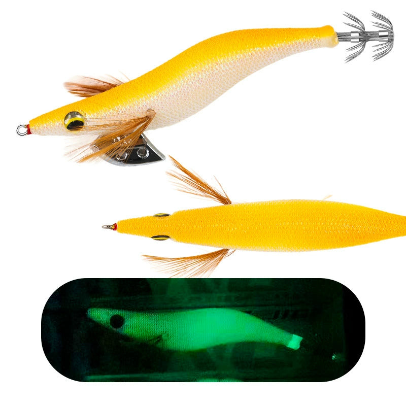 New Squid Hook #3.0/15g #3.5/19g Rapid inkiSng Artificial Luminous Squid Jigging Bait Wood Shrimp Hooks for Saltwater Tackle Fishing Lure
